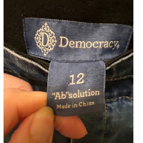 Democracy Denim Ab Solution Bootcut Wide Leg Flare Jeans Women's Size 12 Pull On - Picture 3 of 5
